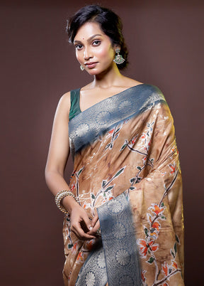 Cream Dupion Silk Saree With Blouse Piece