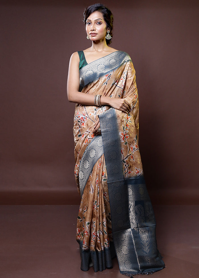 Cream Dupion Silk Saree With Blouse Piece