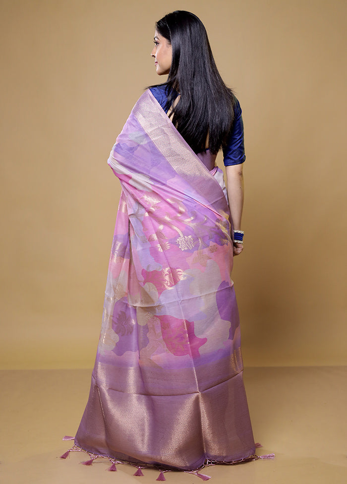 Purple Organza Saree With Blouse Piece