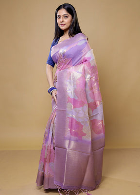 Purple Organza Saree With Blouse Piece