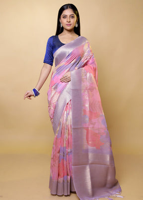 Pink Organza Saree With Blouse Piece