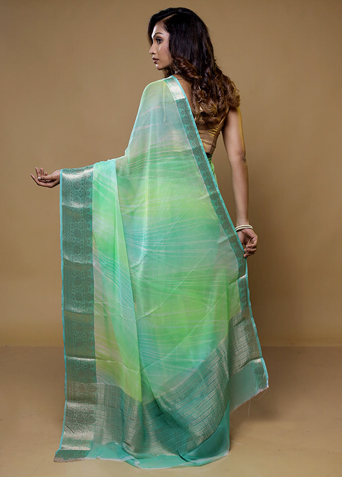 Green Chiffon Silk Saree With Blouse Piece