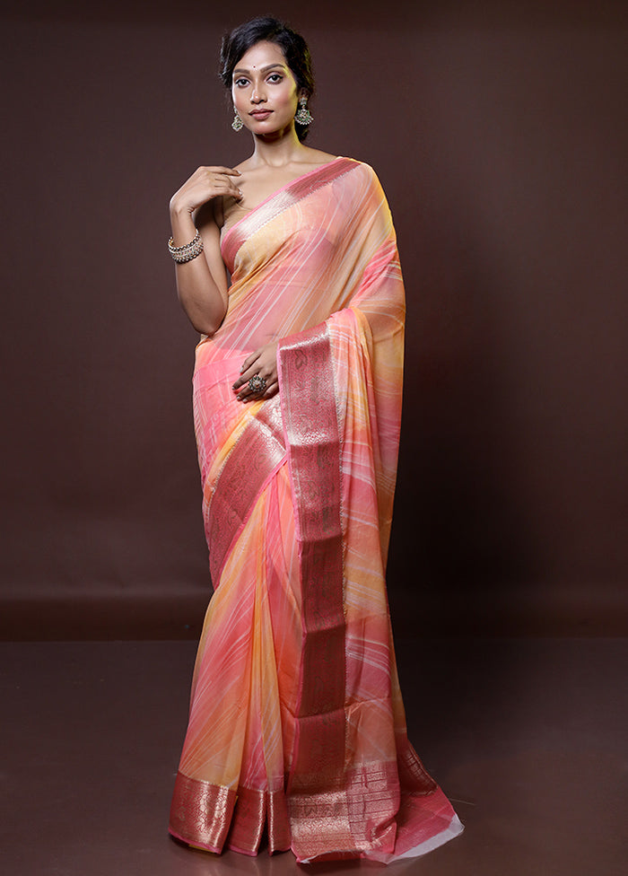 Rust Chiffon Silk Saree With Blouse Piece