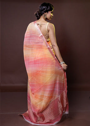 Rust Chiffon Silk Saree With Blouse Piece