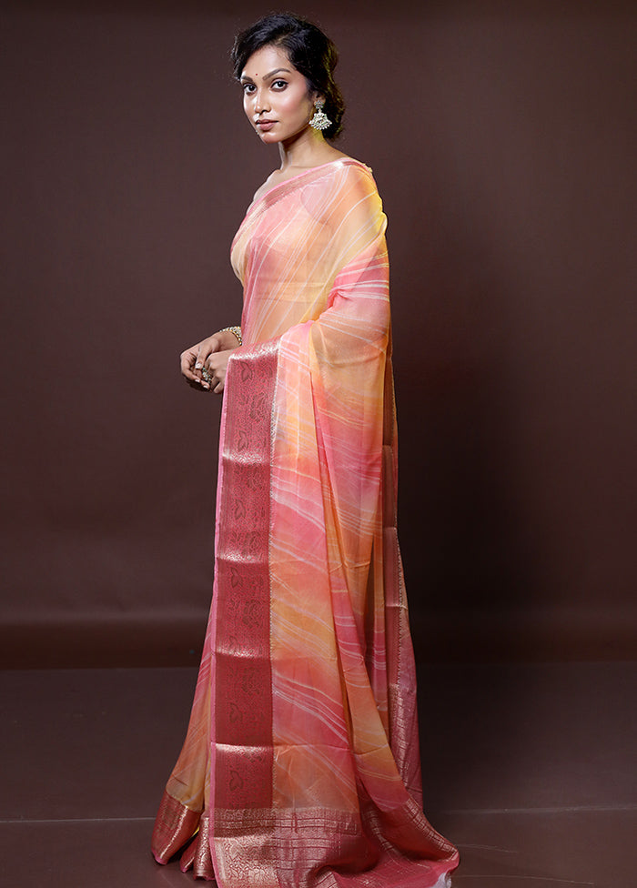 Rust Chiffon Silk Saree With Blouse Piece