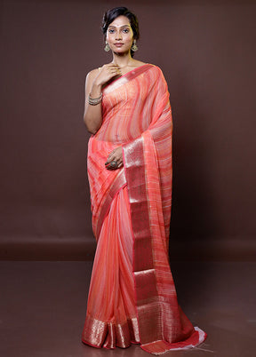 Rust Chiffon Silk Saree With Blouse Piece