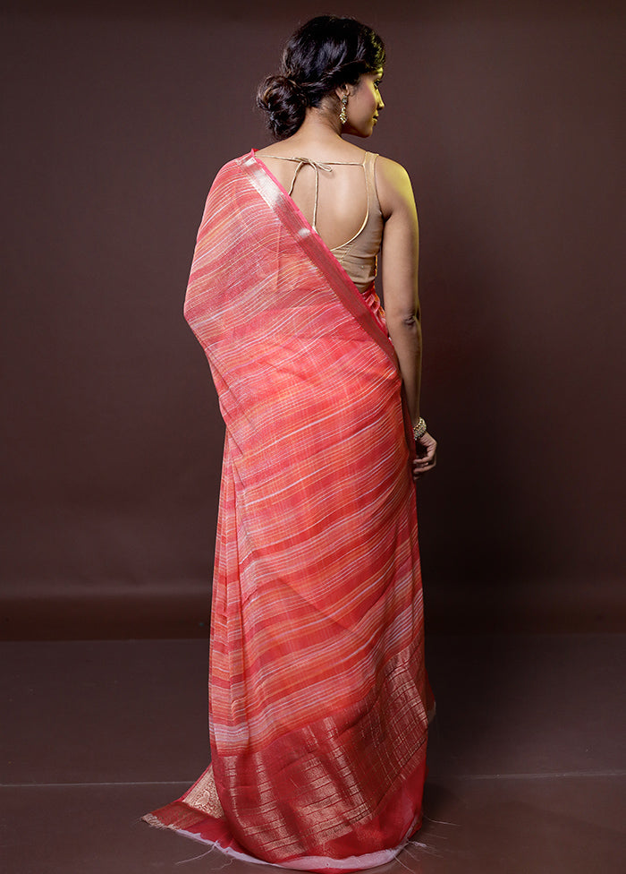 Rust Chiffon Silk Saree With Blouse Piece