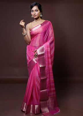 Pink Chiffon Silk Saree With Blouse Piece