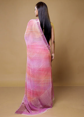 Pink Chiffon Silk Saree With Blouse Piece