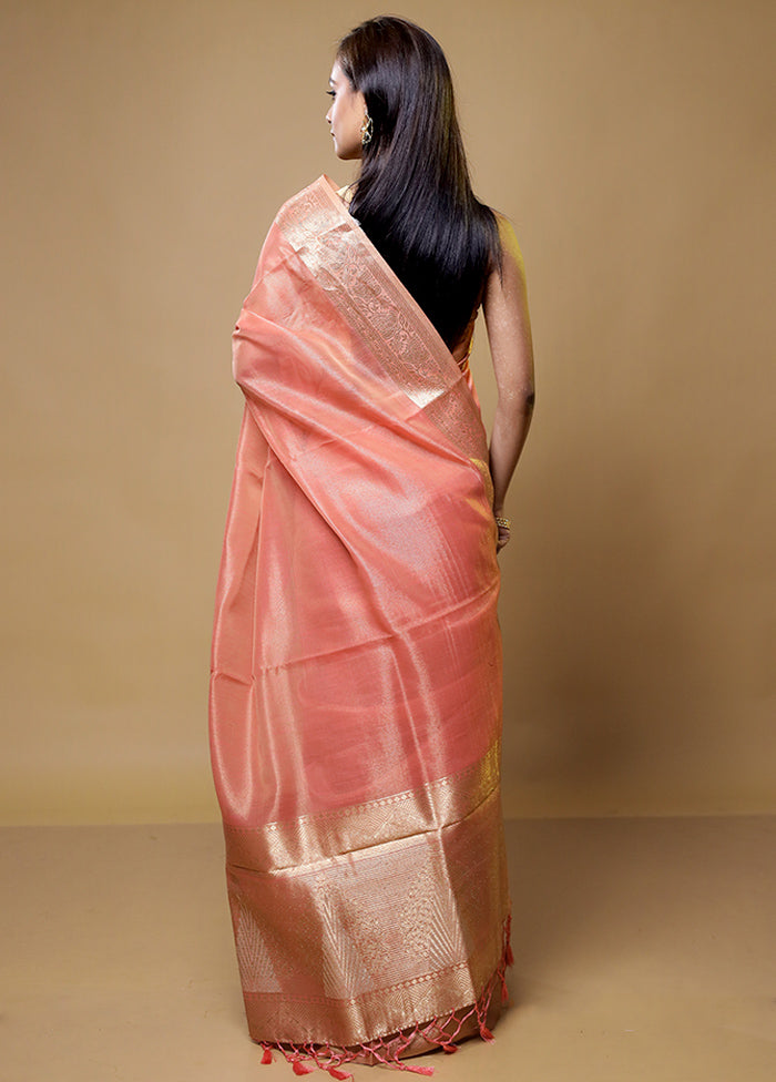 Pink Linen Silk Saree With Blouse Piece