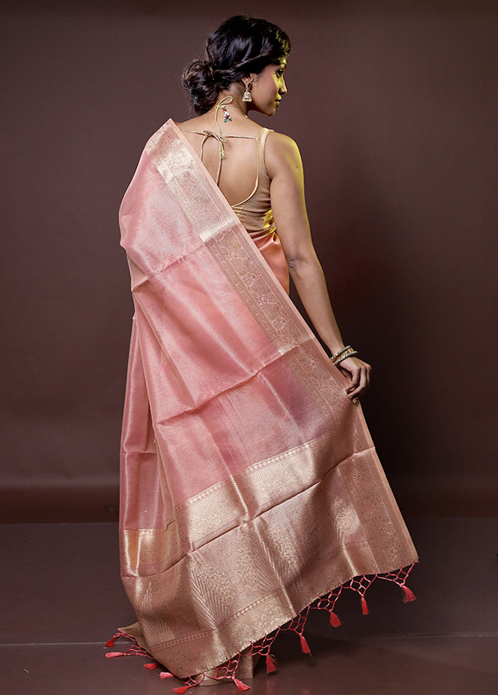 Rust Linen Silk Saree With Blouse Piece