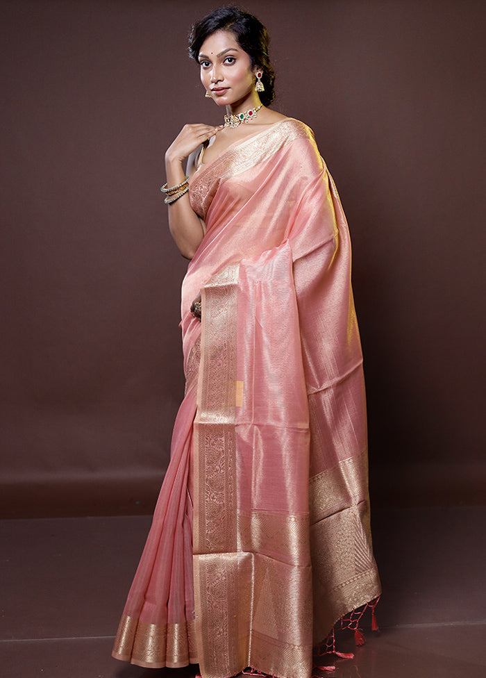 Rust Linen Silk Saree With Blouse Piece