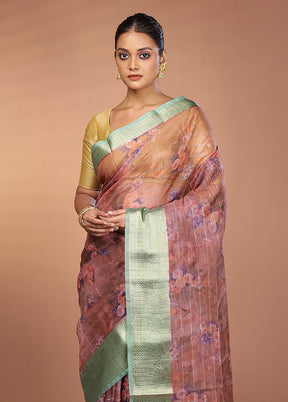 Blue Organza Saree With Blouse Piece