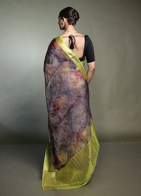 Grey Organza Saree With Blouse Piece