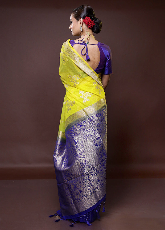 Yellow Organza Saree With Blouse Piece