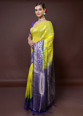 Yellow Organza Saree With Blouse Piece