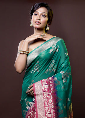 Green Organza Saree With Blouse Piece