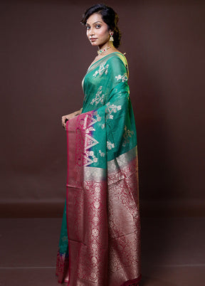 Green Organza Saree With Blouse Piece