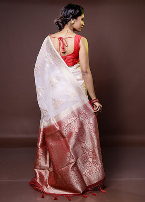 White Organza Saree With Blouse Piece