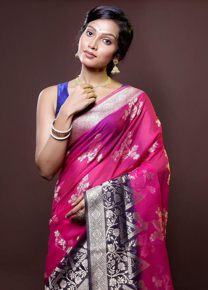 Pink Organza Saree With Blouse Piece