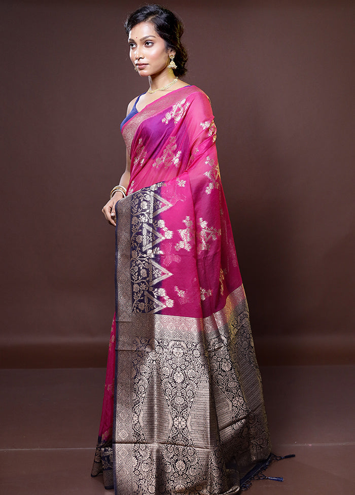 Pink Organza Saree With Blouse Piece