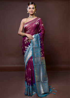 Purple Organza Saree With Blouse Piece