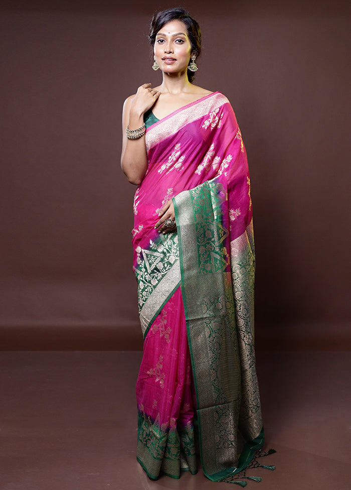 Pink Organza Saree With Blouse Piece