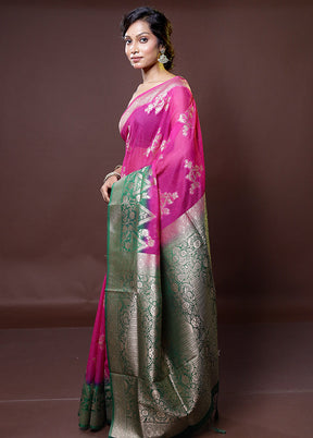 Pink Organza Saree With Blouse Piece