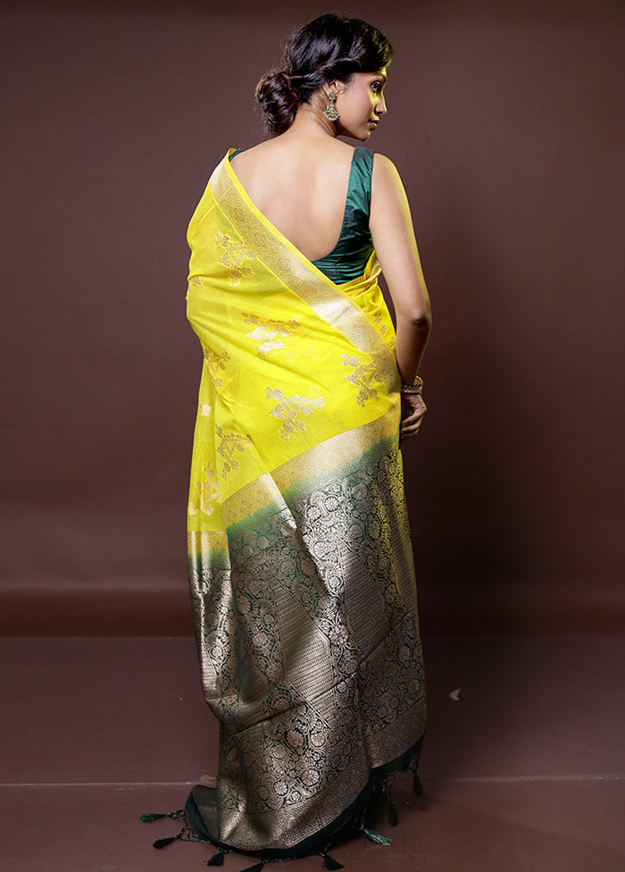 Yellow Organza Saree With Blouse Piece