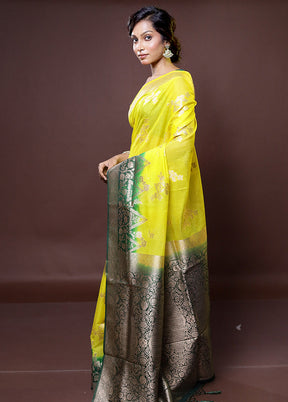 Yellow Organza Saree With Blouse Piece