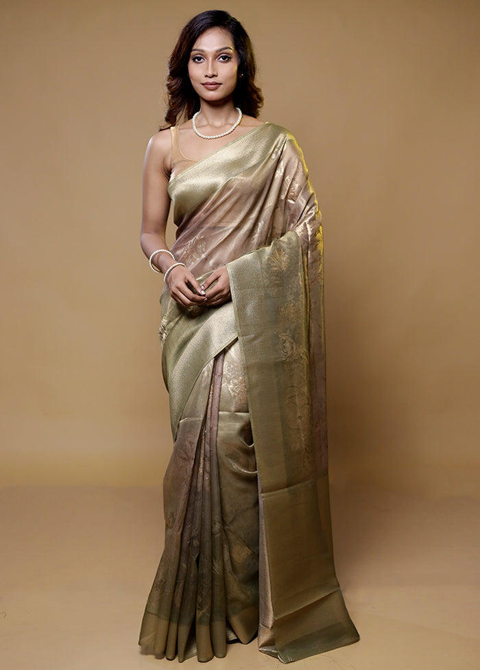 Green Tissue Silk Saree With Blouse Piece