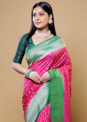 Pink Dupion Silk Saree With Blouse Piece