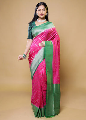 Pink Dupion Silk Saree With Blouse Piece