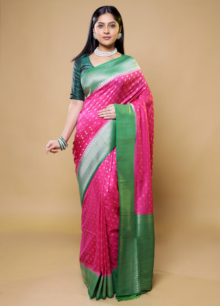 Pink Dupion Silk Saree With Blouse Piece