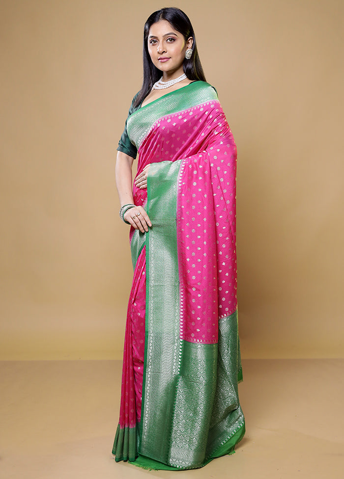 Pink Dupion Silk Saree With Blouse Piece