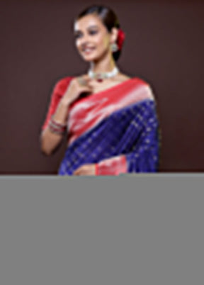 Blue Dupion Silk Saree With Blouse Piece