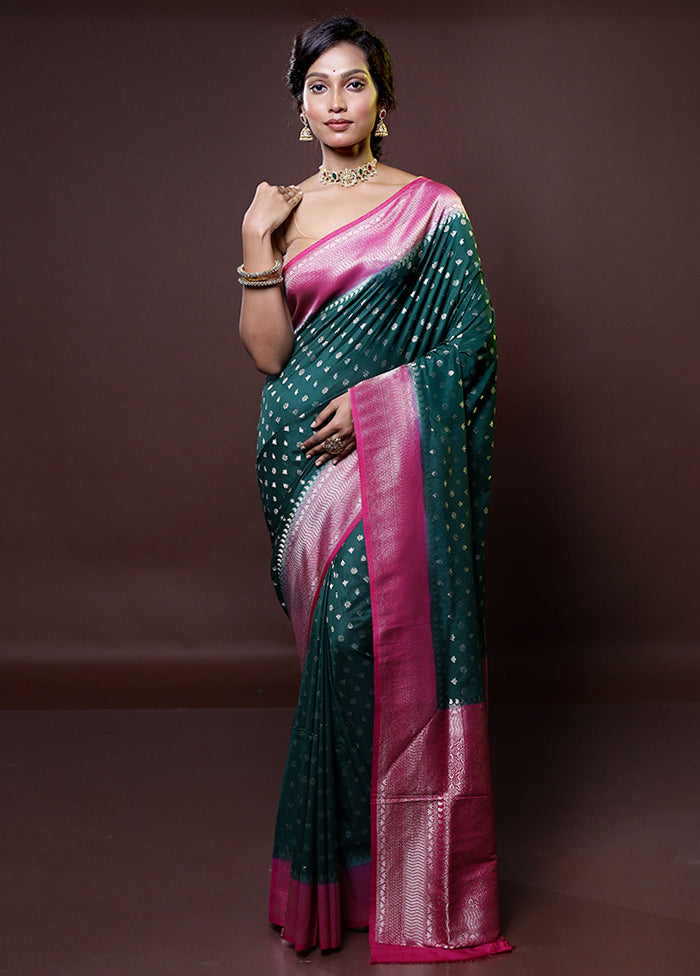 Green Dupion Silk Saree With Blouse Piece