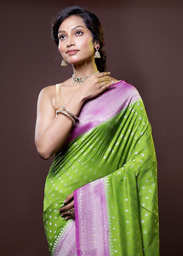 Green Dupion Silk Saree With Blouse Piece