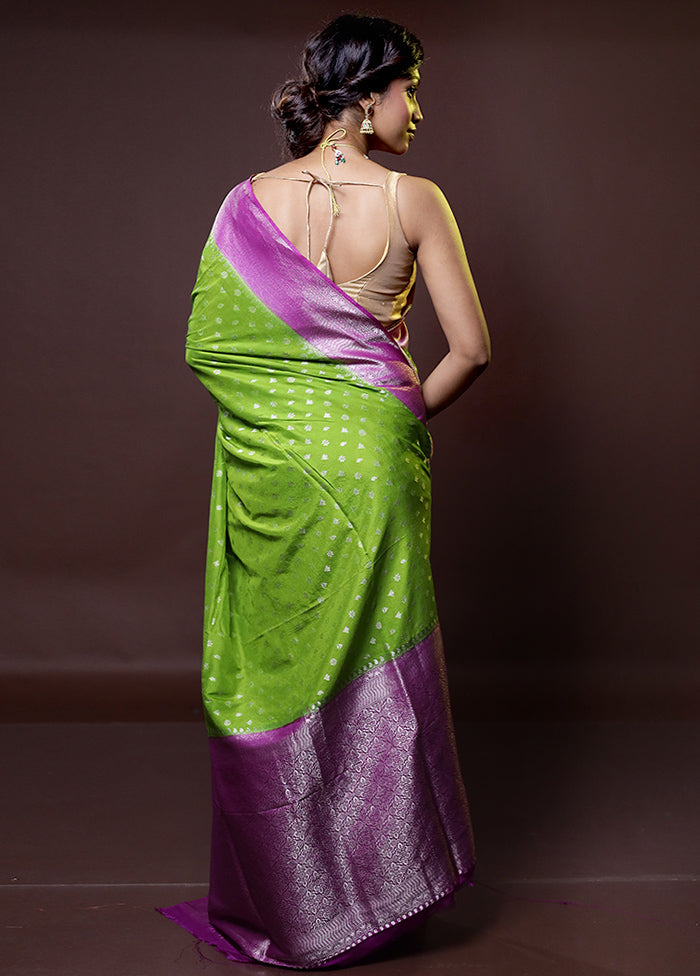 Green Dupion Silk Saree With Blouse Piece