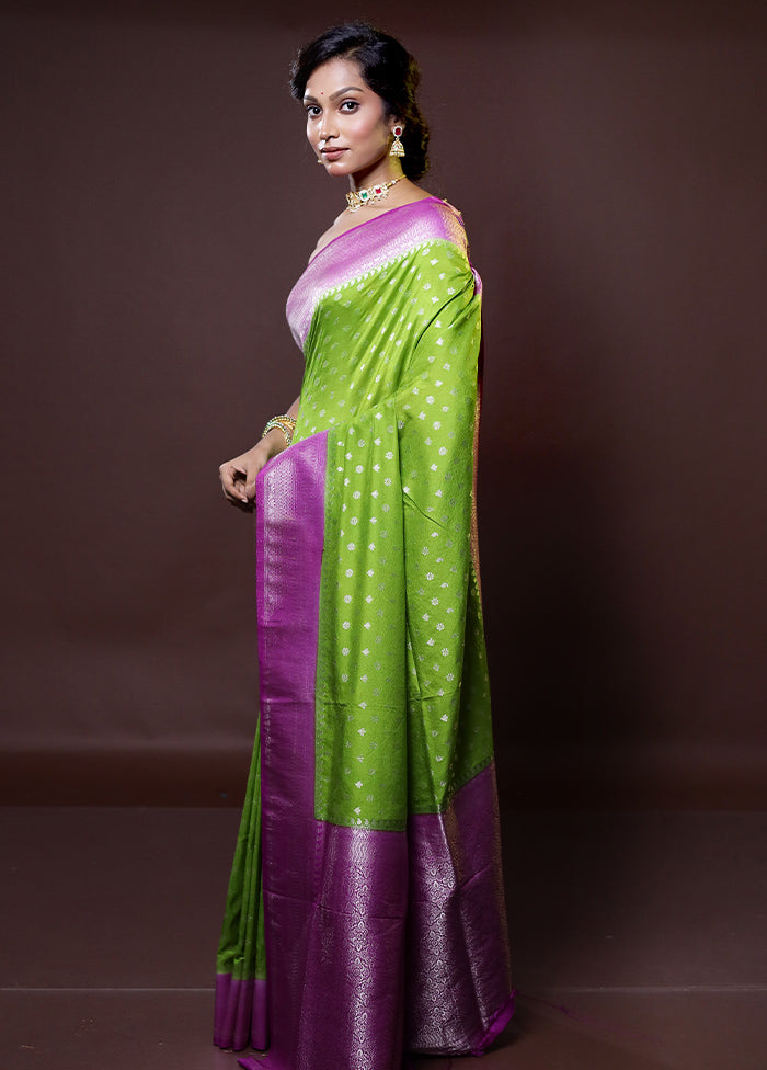 Green Dupion Silk Saree With Blouse Piece