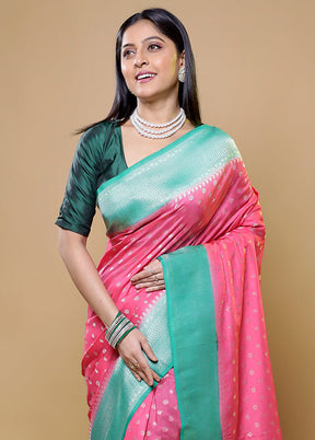 Pink Dupion Silk Saree With Blouse Piece