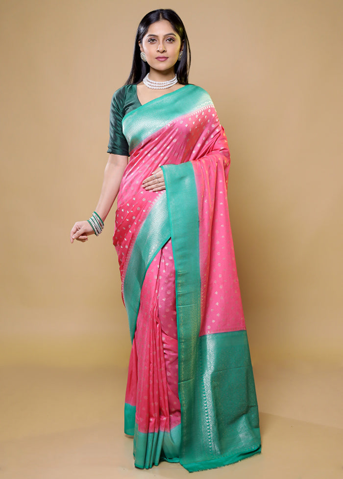 Pink Dupion Silk Saree With Blouse Piece