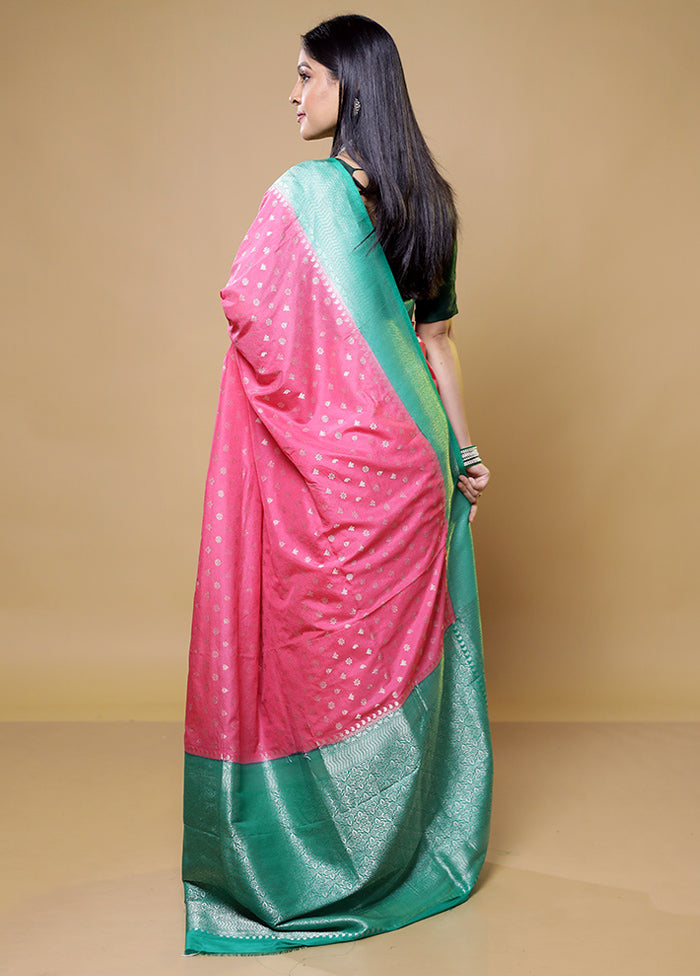 Pink Dupion Silk Saree With Blouse Piece