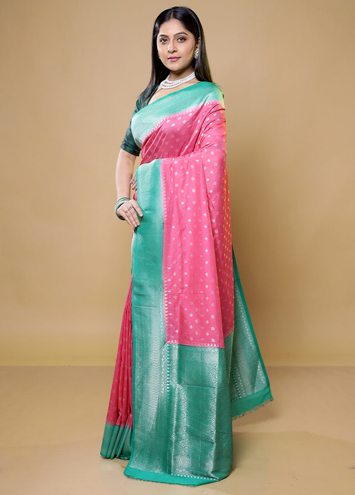 Pink Dupion Silk Saree With Blouse Piece