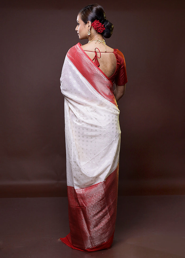 Grey Dupion Silk Saree With Blouse Piece