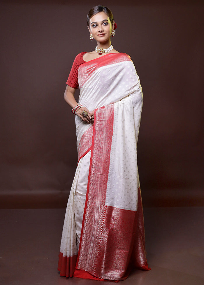 Grey Dupion Silk Saree With Blouse Piece