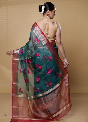 Green Tissue Silk Saree With Blouse Piece