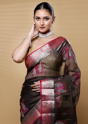 Brown Tissue Silk Saree With Blouse Piece