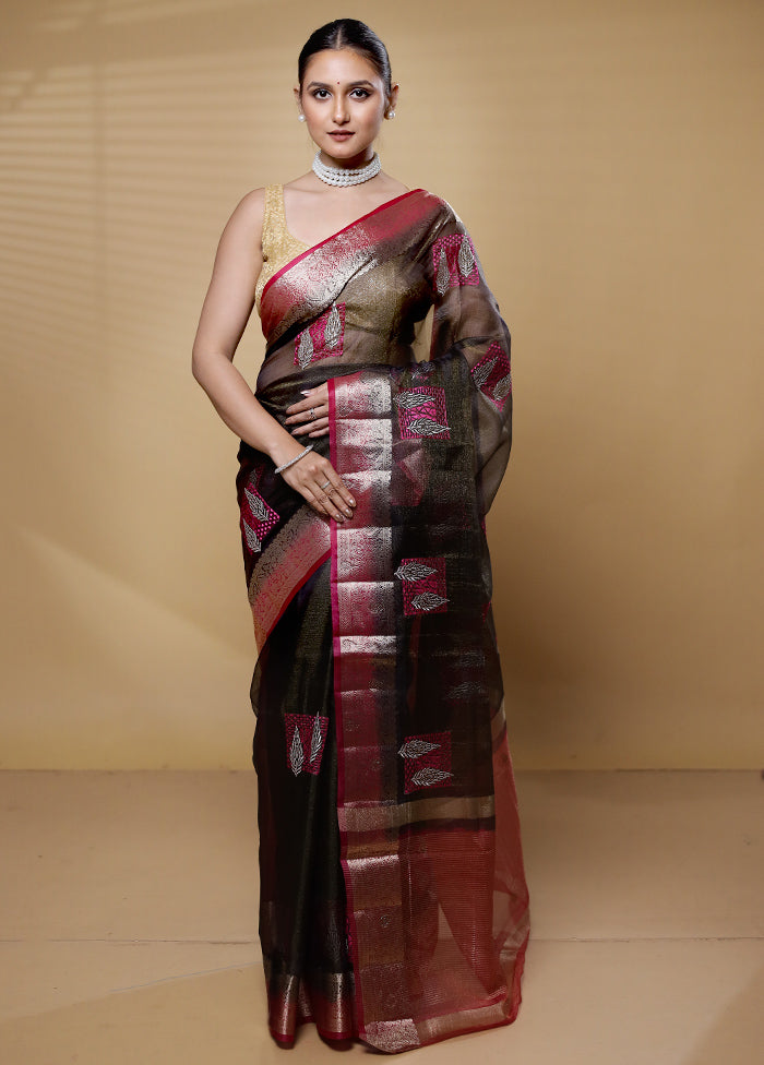 Brown Tissue Silk Saree With Blouse Piece