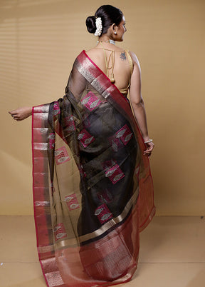 Brown Tissue Silk Saree With Blouse Piece